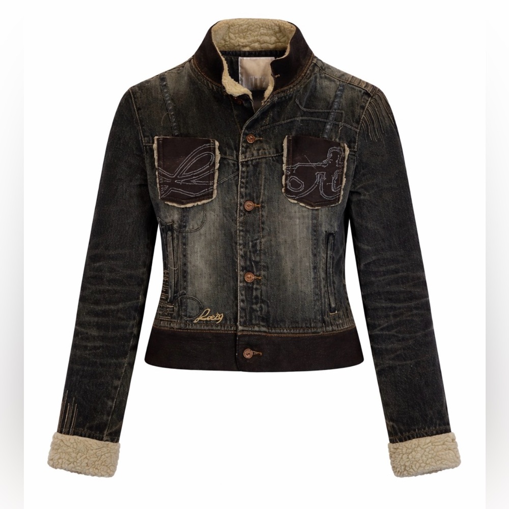 Lot29 Embroidered Faux Fur Trim Jean Jacket 😎